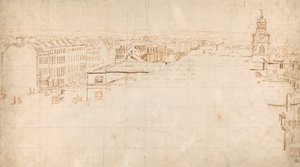 Vázlat az Eidometropolis-Panorama, Great Surrey Street és Christchurch, Southwark számára alkotó: Thomas Girtin